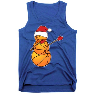 Dabbing Basketball Snow Santa Hat Funny Christmas Sports Gift Tank Top