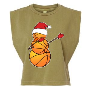 Dabbing Basketball Snow Santa Hat Funny Christmas Sports Gift Garment-Dyed Women's Muscle Tee