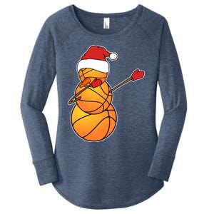 Dabbing Basketball Snow Santa Hat Funny Christmas Sports Gift Women's Perfect Tri Tunic Long Sleeve Shirt