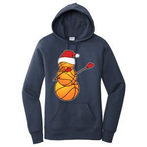 Dabbing Basketball Snow Santa Hat Funny Christmas Sports Gift Women's Pullover Hoodie