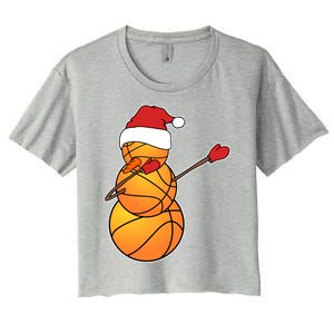 Dabbing Basketball Snow Santa Hat Funny Christmas Sports Gift Women's Crop Top Tee