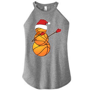 Dabbing Basketball Snow Santa Hat Funny Christmas Sports Gift Women's Perfect Tri Rocker Tank