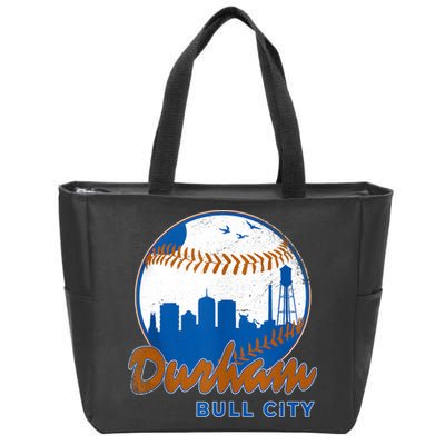 Durham Baseball Skyline Classic Bull City North Carolina Zip Tote Bag