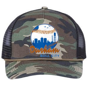 Durham Baseball Skyline Classic Bull City North Carolina Retro Rope Trucker Hat Cap