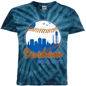 Durham Baseball Skyline Classic Bull City North Carolina Kids Tie-Dye T-Shirt