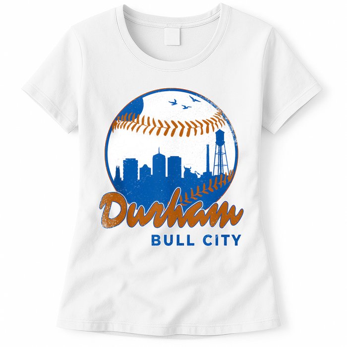 Durham Baseball Skyline Classic Bull City North Carolina Womens T-Shirt