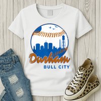 Durham Baseball Skyline Classic Bull City North Carolina Womens T-Shirt