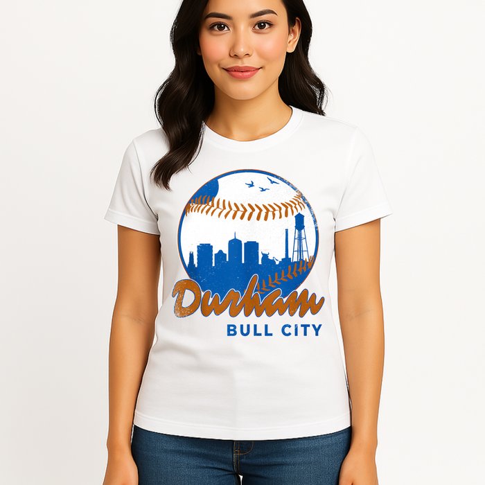 Durham Baseball Skyline Classic Bull City North Carolina Womens T-Shirt