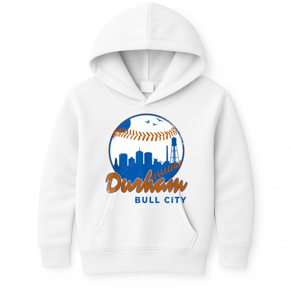 Durham Baseball Skyline Classic Bull City North Carolina Kids Hoodie