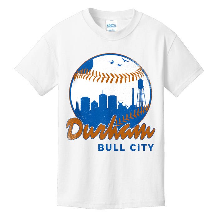 Durham Baseball Skyline Classic Bull City North Carolina Kids T-Shirt