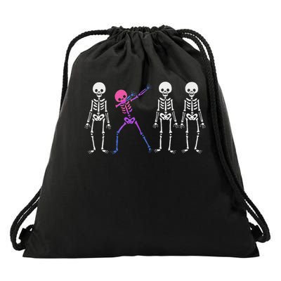 Discrete Bisexual Skeleton Subtle Bi Pride Halloween Ally Drawstring Bag