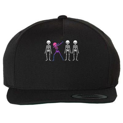 Discrete Bisexual Skeleton Subtle Bi Pride Halloween Ally Wool Snapback Cap