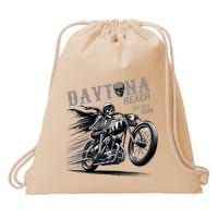 Daytona Beach Skeleton Rider Motorcycle Bike Week Drawstring Bag