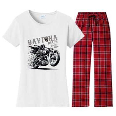 Daytona Beach Skeleton Rider Motorcycle Bike Week Women's Flannel Pajama Set