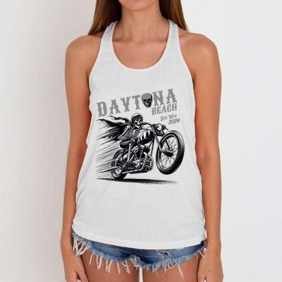 Daytona Beach Skeleton Rider Motorcycle Bike Week Women's Knotted Racerback Tank