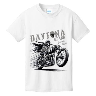 Daytona Beach Skeleton Rider Motorcycle Bike Week Kids T-Shirt