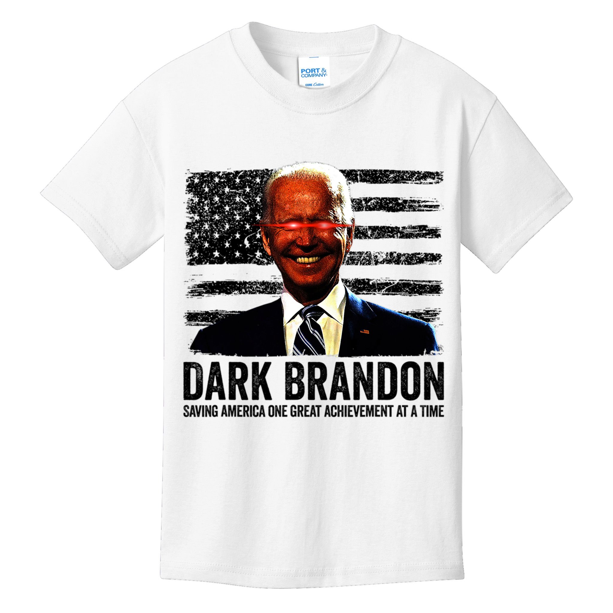 Dark Brandon Saving America Political USA Flag Kids T-Shirt