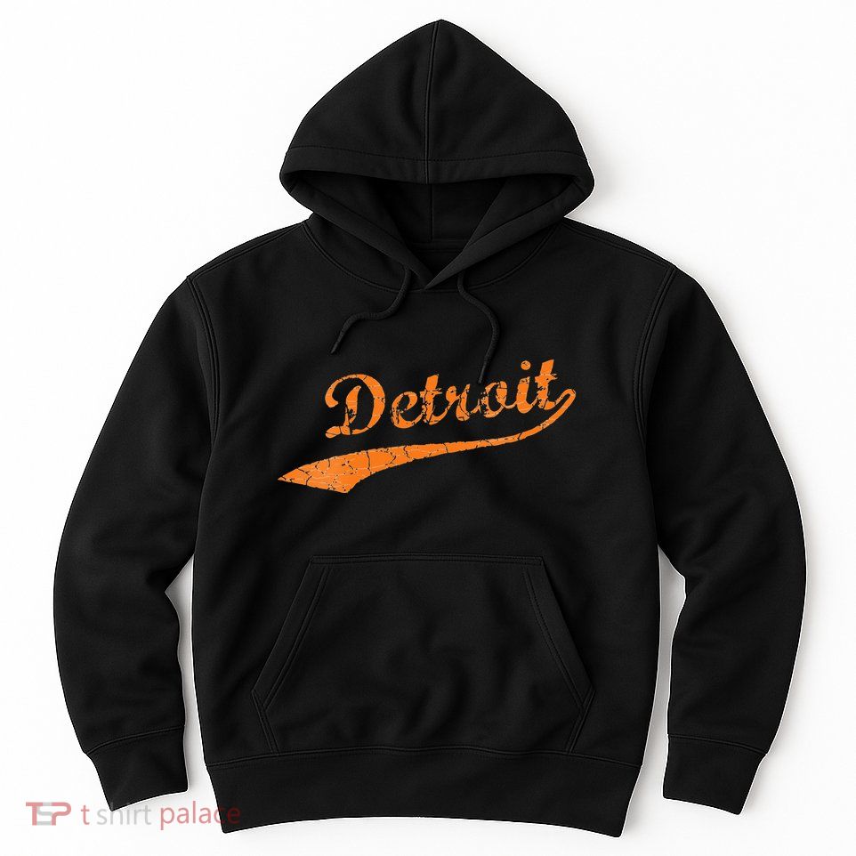 Detroit Baseball Style Cracked Lettering City Pride Hoodie