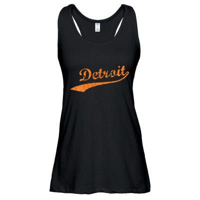 Detroit Baseball Style Cracked Lettering City Pride Ladies Essential Flowy Tank