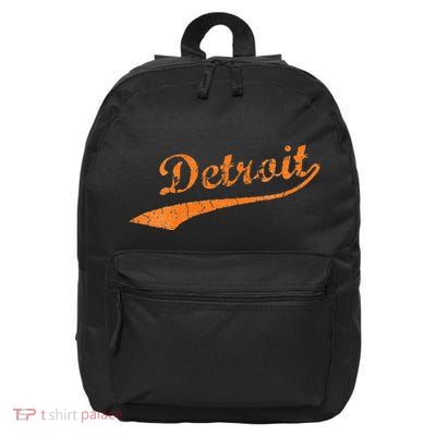 Detroit Baseball Style Cracked Lettering City Pride 16 in Basic Backpack