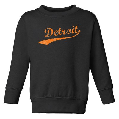 Detroit Baseball Style Cracked Lettering City Pride Toddler Sweatshirt