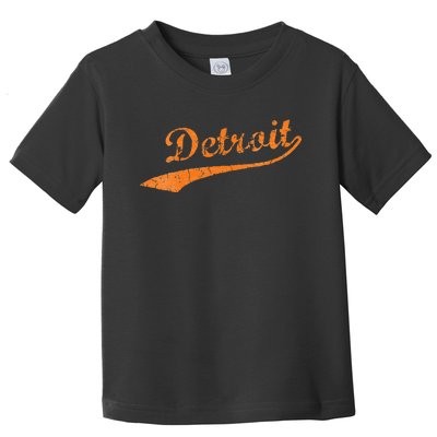 Detroit Baseball Style Cracked Lettering City Pride Toddler T-Shirt