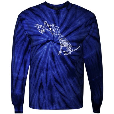 Dog Boop Skeleton Halloween Spooky Season Tie-Dye Long Sleeve Shirt