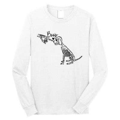 Dog Boop Skeleton Halloween Spooky Season Long Sleeve Shirt