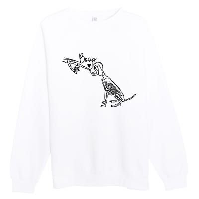 Dog Boop Skeleton Halloween Spooky Season Premium Crewneck Sweatshirt