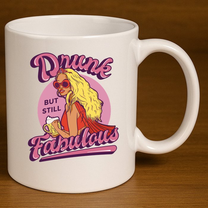 Drunk But Still Fabulous 11oz C Handle Ceramic Mug