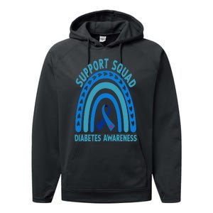 Diabetes Blue Support Squad Diabetes Awareness Performance Fleece Hoodie