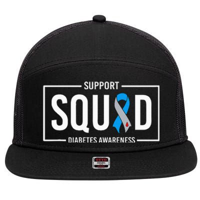 Diabetes Blue Support Squad Diabetes Awareness 7 Panel Mesh Trucker Snapback Hat