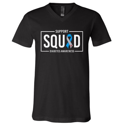 Diabetes Blue Support Squad Diabetes Awareness V-Neck T-Shirt