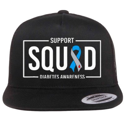 Diabetes Blue Support Squad Diabetes Awareness Flat Bill Trucker Hat