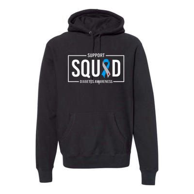 Diabetes Blue Support Squad Diabetes Awareness Premium Hoodie