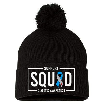 Diabetes Blue Support Squad Diabetes Awareness Pom Pom 12in Knit Beanie