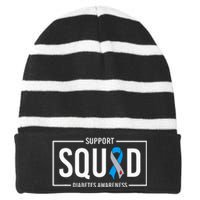 Diabetes Blue Support Squad Diabetes Awareness Striped Beanie with Solid Band