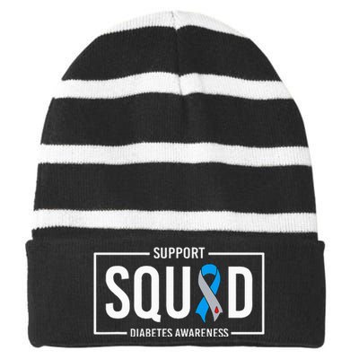 Diabetes Blue Support Squad Diabetes Awareness Striped Beanie with Solid Band