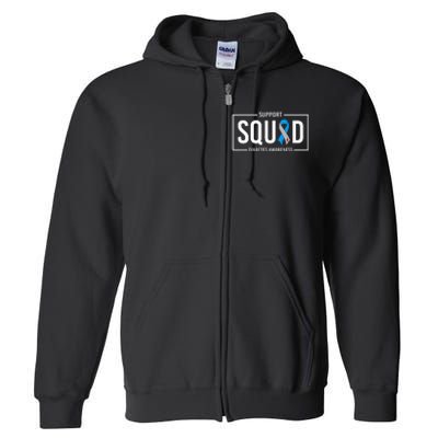 Diabetes Blue Support Squad Diabetes Awareness Full Zip Hoodie