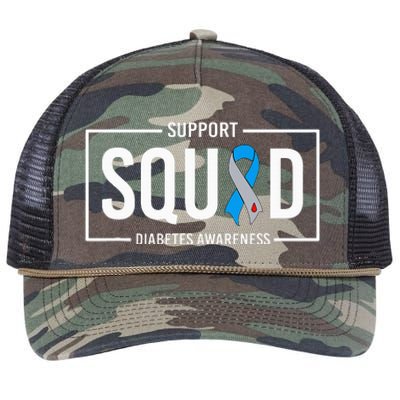 Diabetes Blue Support Squad Diabetes Awareness Retro Rope Trucker Hat Cap