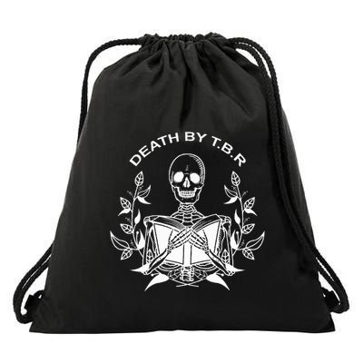 Death By T.B.R To Be Reads Skeleton Reading Book Bookworm Drawstring Bag