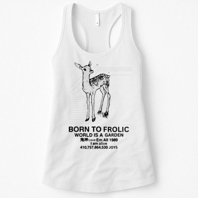 Deer Born To Frolic World Is A Garden Love Em All 1989 Womens Tank Top