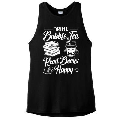 Drink Bubble Tea Read Books Be Happy Cute Kawaii Boba Tea Ladies PosiCharge Tri-Blend Wicking Tank