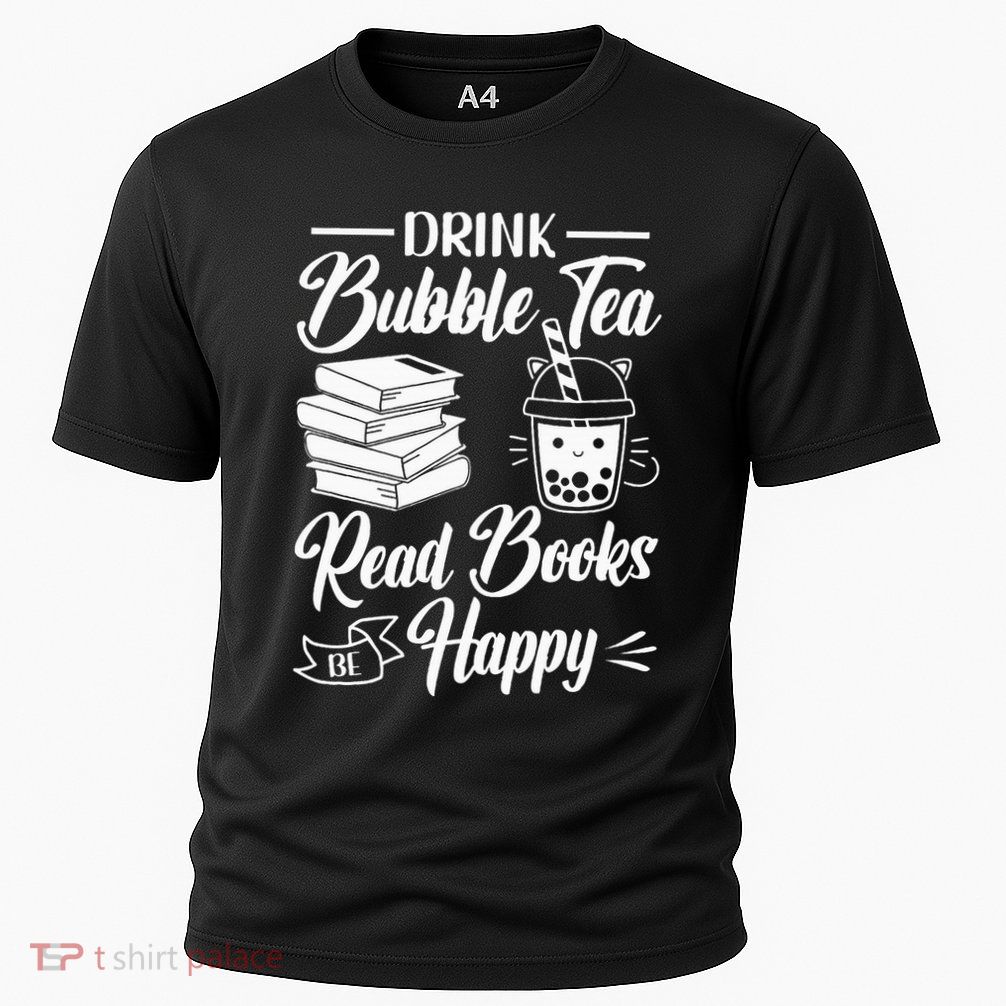 Drink Bubble Tea Read Books Be Happy Cute Kawaii Boba Tea Cooling Performance Crew T-Shirt