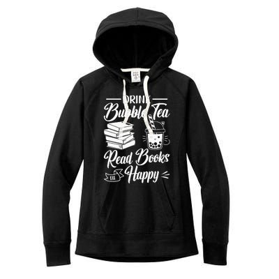 Drink Bubble Tea Read Books Be Happy Cute Kawaii Boba Tea Women's Fleece Hoodie