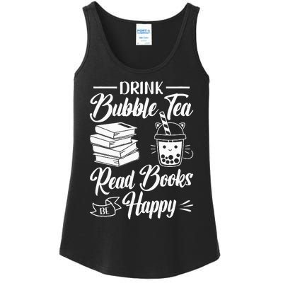 Drink Bubble Tea Read Books Be Happy Cute Kawaii Boba Tea Ladies Essential Tank