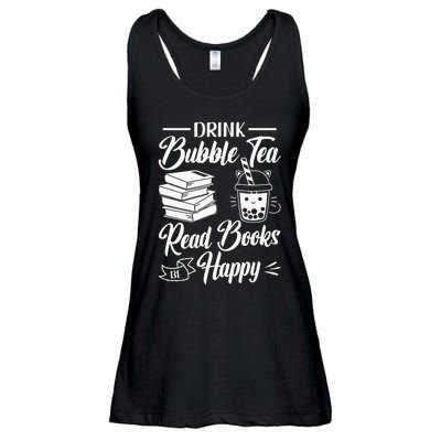 Drink Bubble Tea Read Books Be Happy Cute Kawaii Boba Tea Ladies Essential Flowy Tank