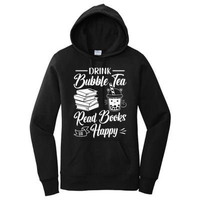 Drink Bubble Tea Read Books Be Happy Cute Kawaii Boba Tea Women's Pullover Hoodie