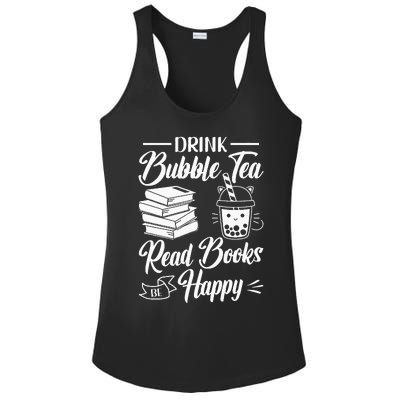 Drink Bubble Tea Read Books Be Happy Cute Kawaii Boba Tea Ladies PosiCharge Competitor Racerback Tank