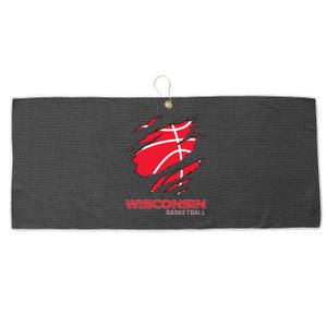 Distressed Basketball The Badger State Home Wisconsin Hoops Large Microfiber Waffle Golf Towel